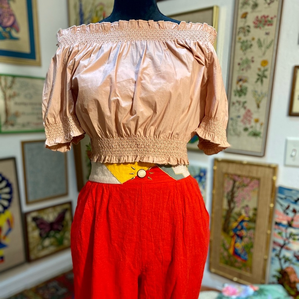 Vintage Red Studded Beaded Embellished Southwestern Lounge Comfy Pants Anthro - Picture 2 of 10